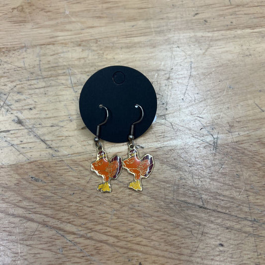 Gold/ Multi Virginia Tech Hokie Bird Earrings