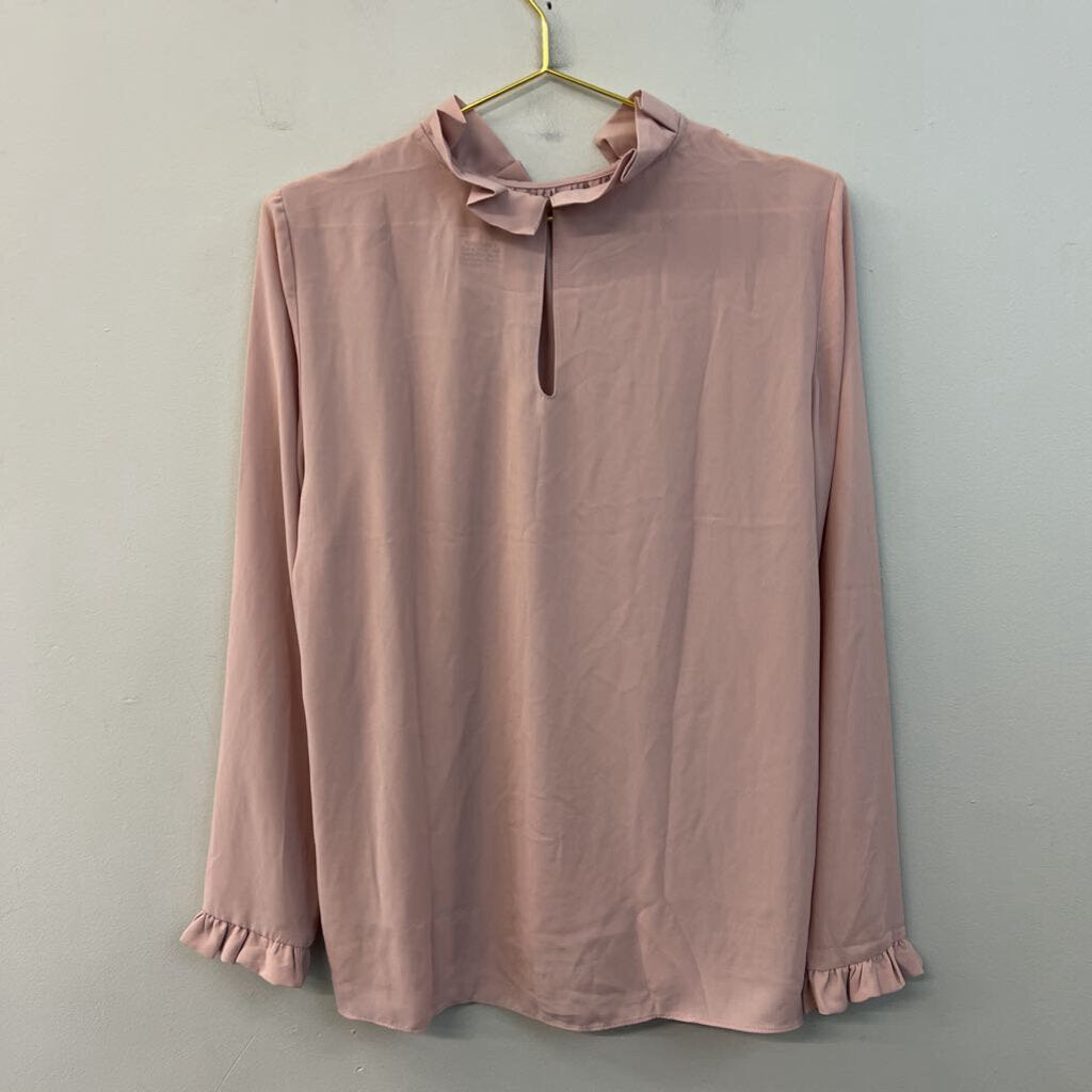 Violet and Claire Pink Mock Neck Long Sleeve Top Large