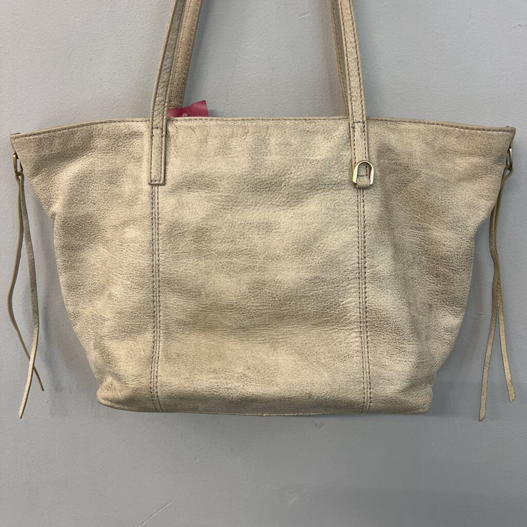 Hobo Beige Pebbled Leather Shoulder Purse
