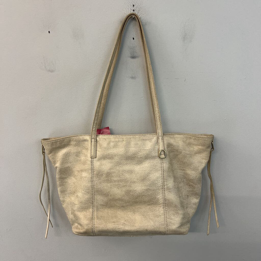 Hobo Beige Pebbled Leather Shoulder Purse