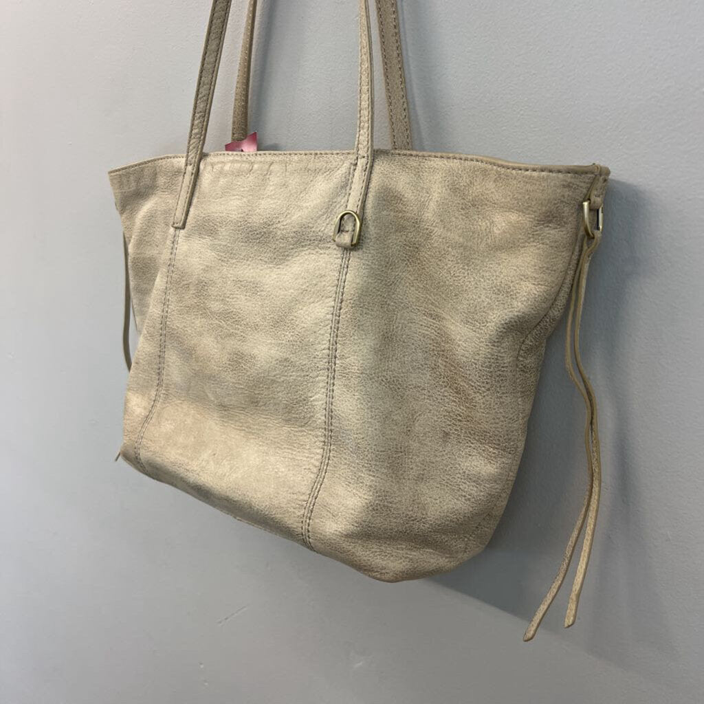 Hobo Beige Pebbled Leather Shoulder Purse