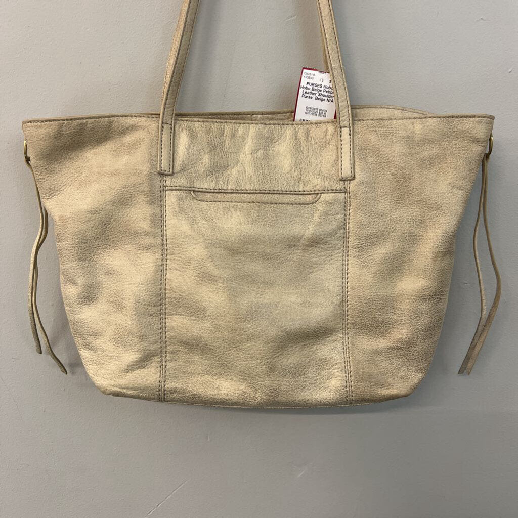 Hobo Beige Pebbled Leather Shoulder Purse