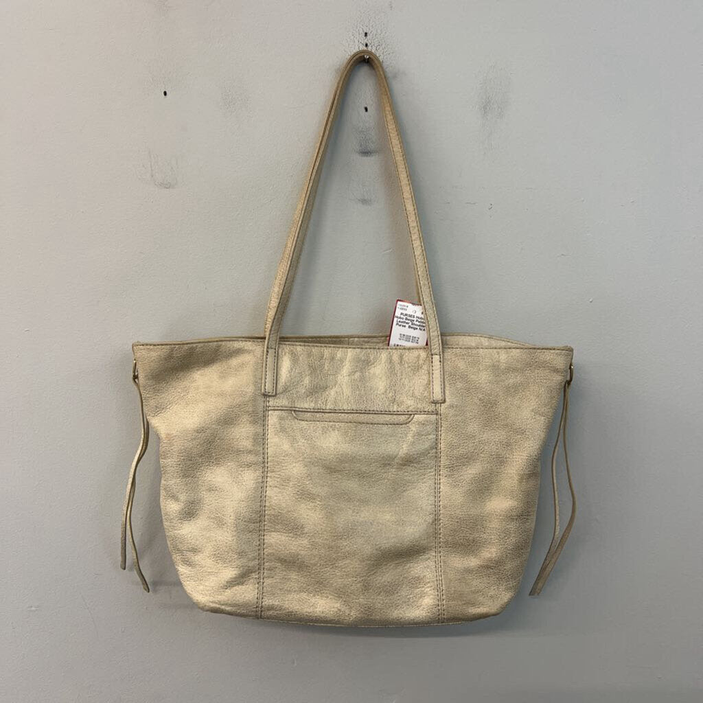 Hobo Beige Pebbled Leather Shoulder Purse