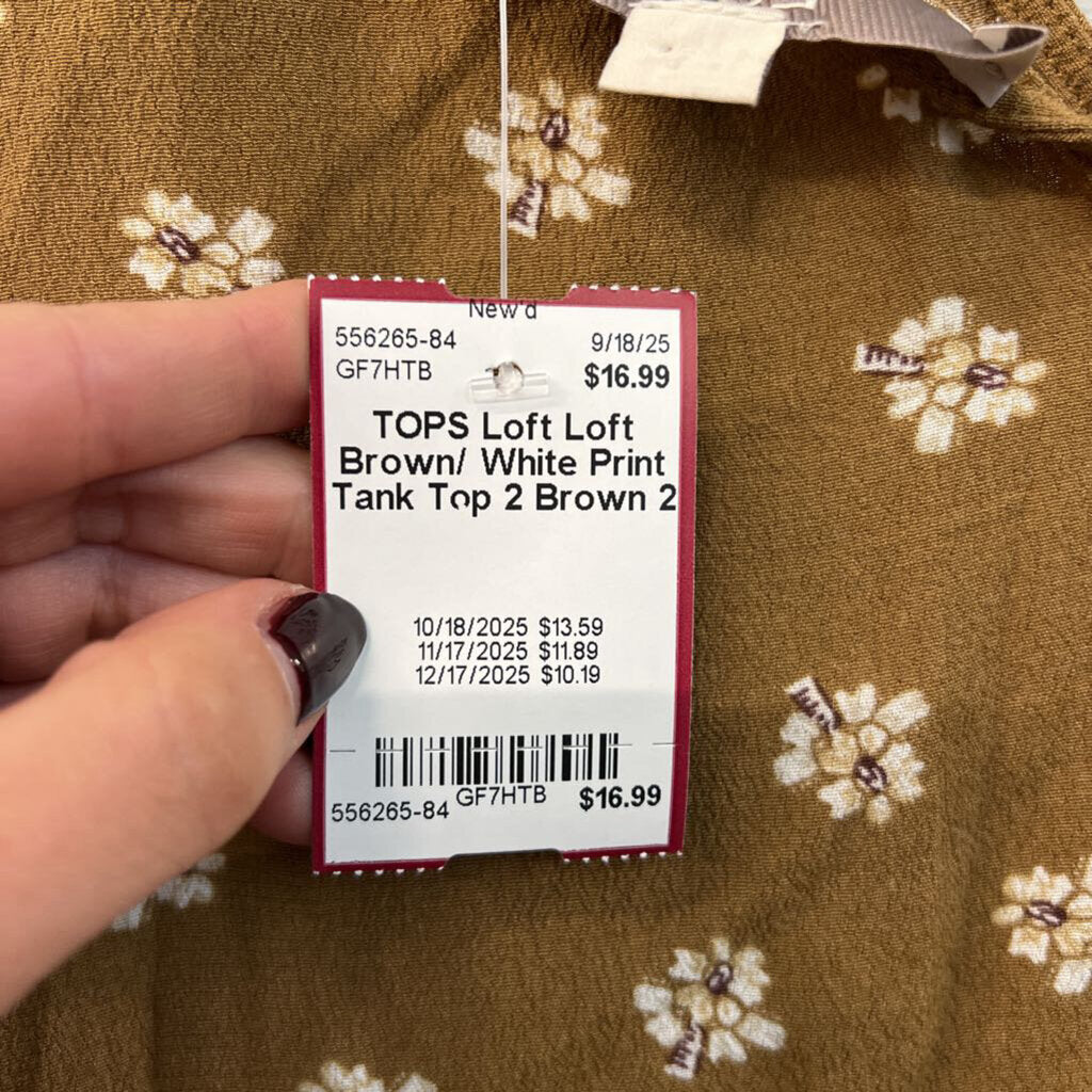Loft Brown/ White Print Tank Top 2