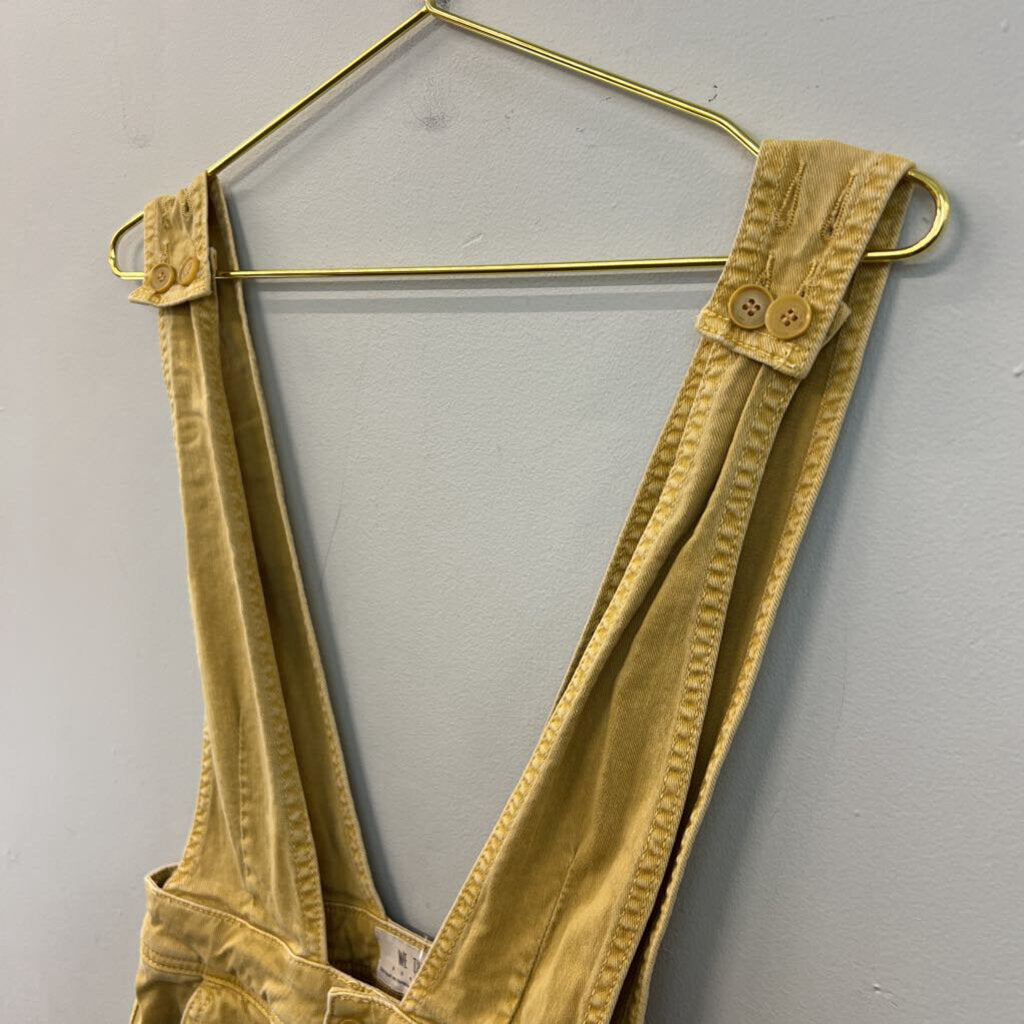 We The Free Yellow Denim Button Front Overall Dress 6