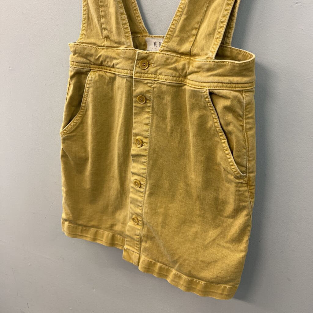 We The Free Yellow Denim Button Front Overall Dress 6