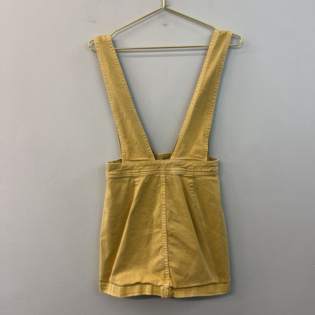 We The Free Yellow Denim Button Front Overall Dress 6
