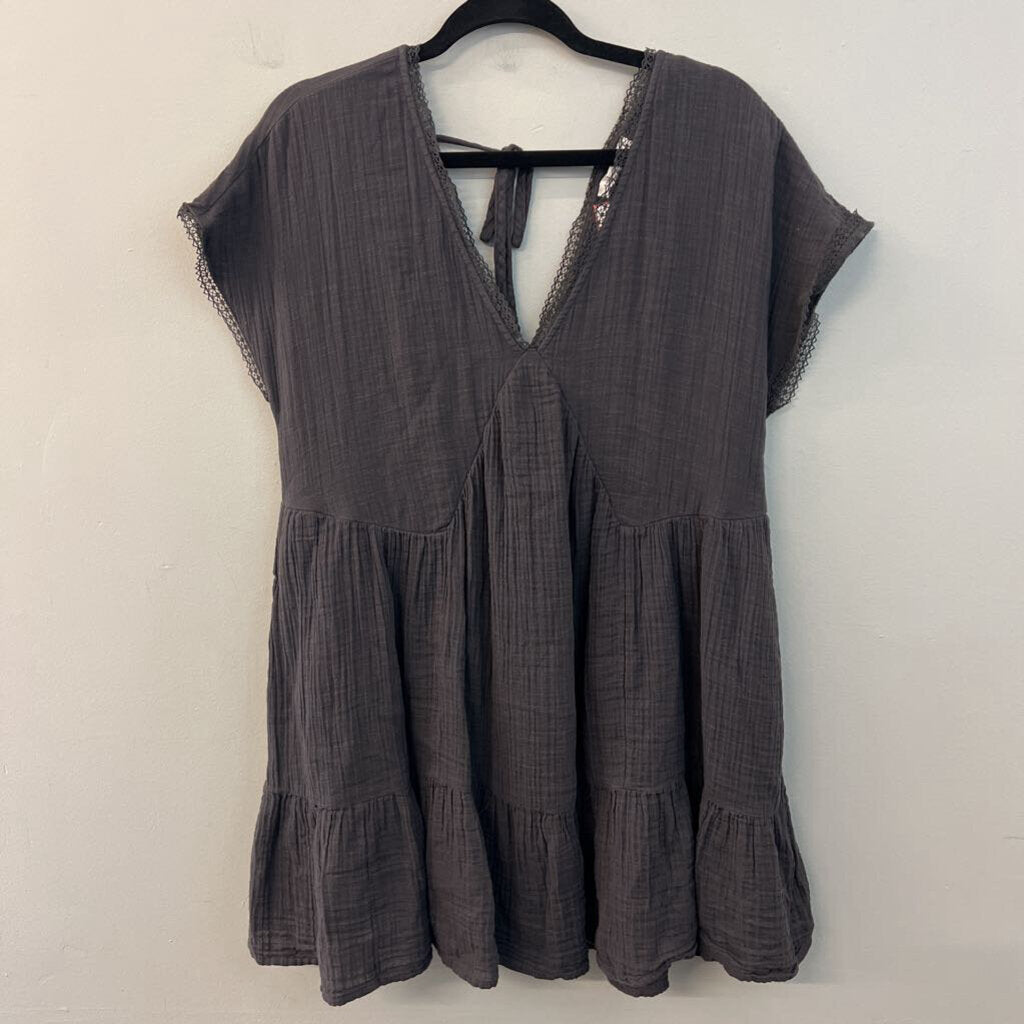American Eagle Grey Short Sleeve Baby Doll Dress Medium