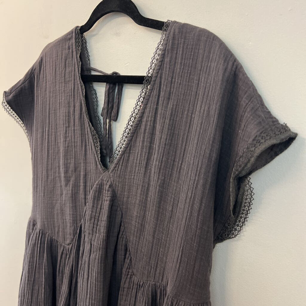 American Eagle Grey Short Sleeve Baby Doll Dress Medium