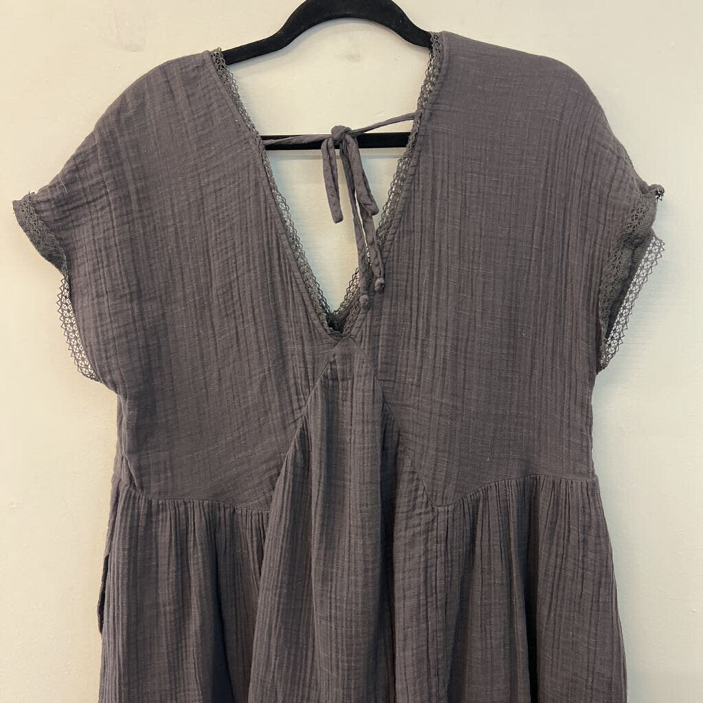 American Eagle Grey Short Sleeve Baby Doll Dress Medium