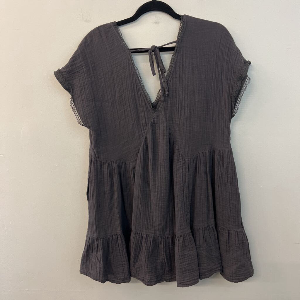 American Eagle Grey Short Sleeve Baby Doll Dress Medium