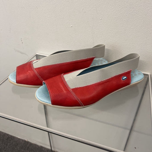 Cloud Red/ Grey Open Toe Sling Back Flats 39