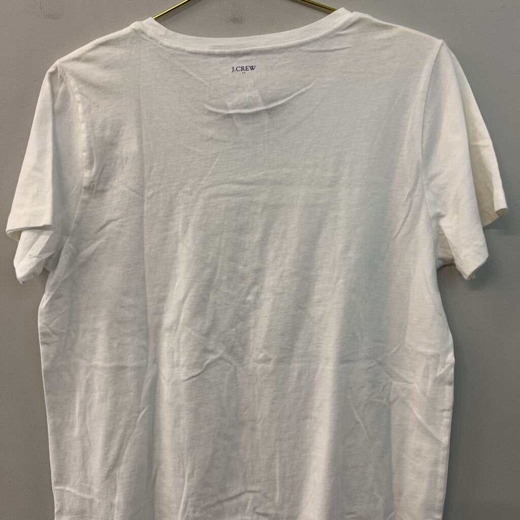 J Crew White/ Gold Brunches of Fun Short Sleeve Graphic Tee Large