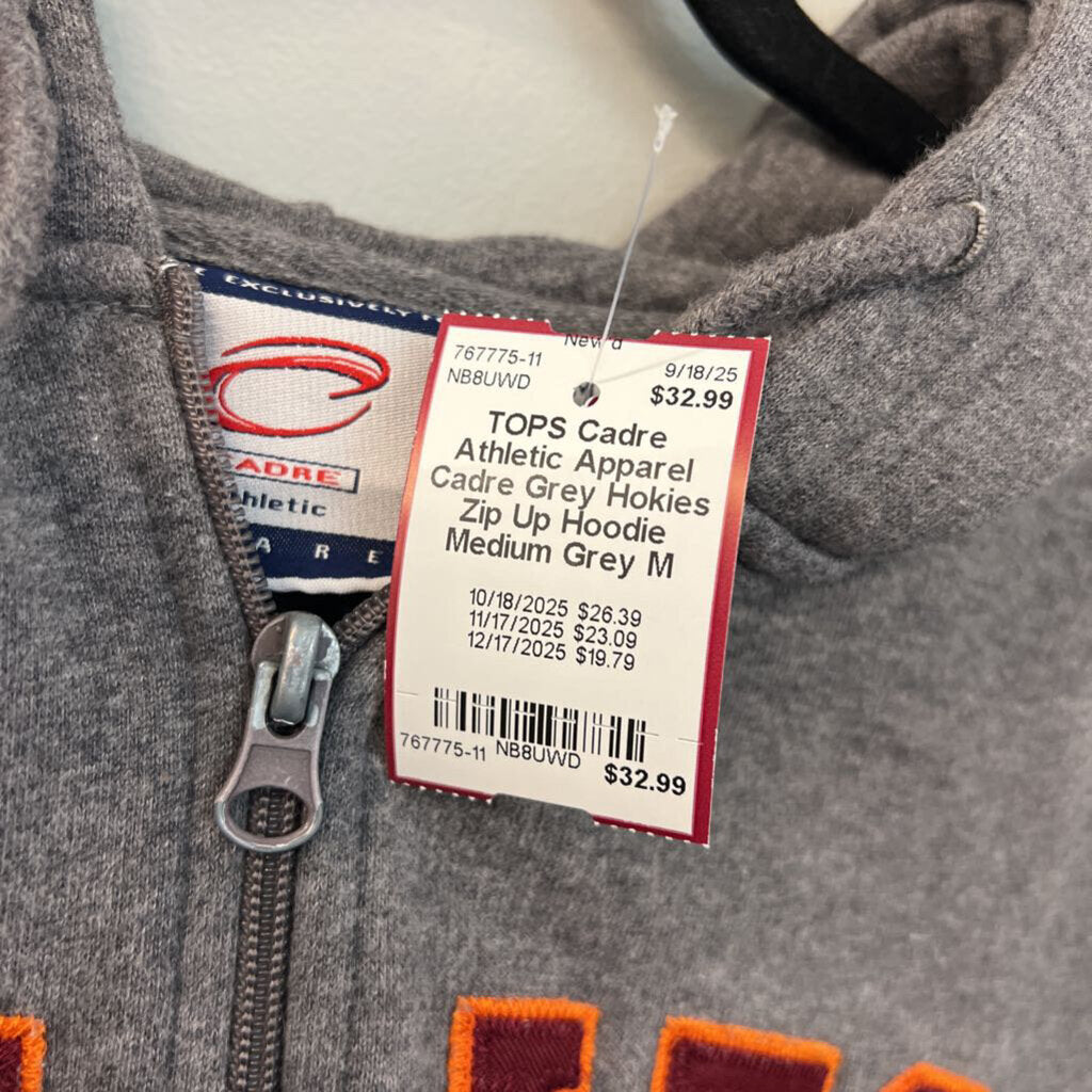 Cadre Grey Hokies Zip Up Hoodie Medium