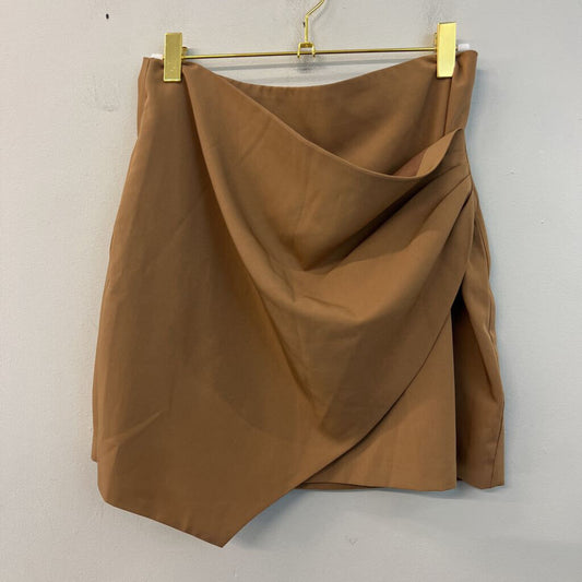 mittoshop Brown Faux Wrap Mini Skirt Small