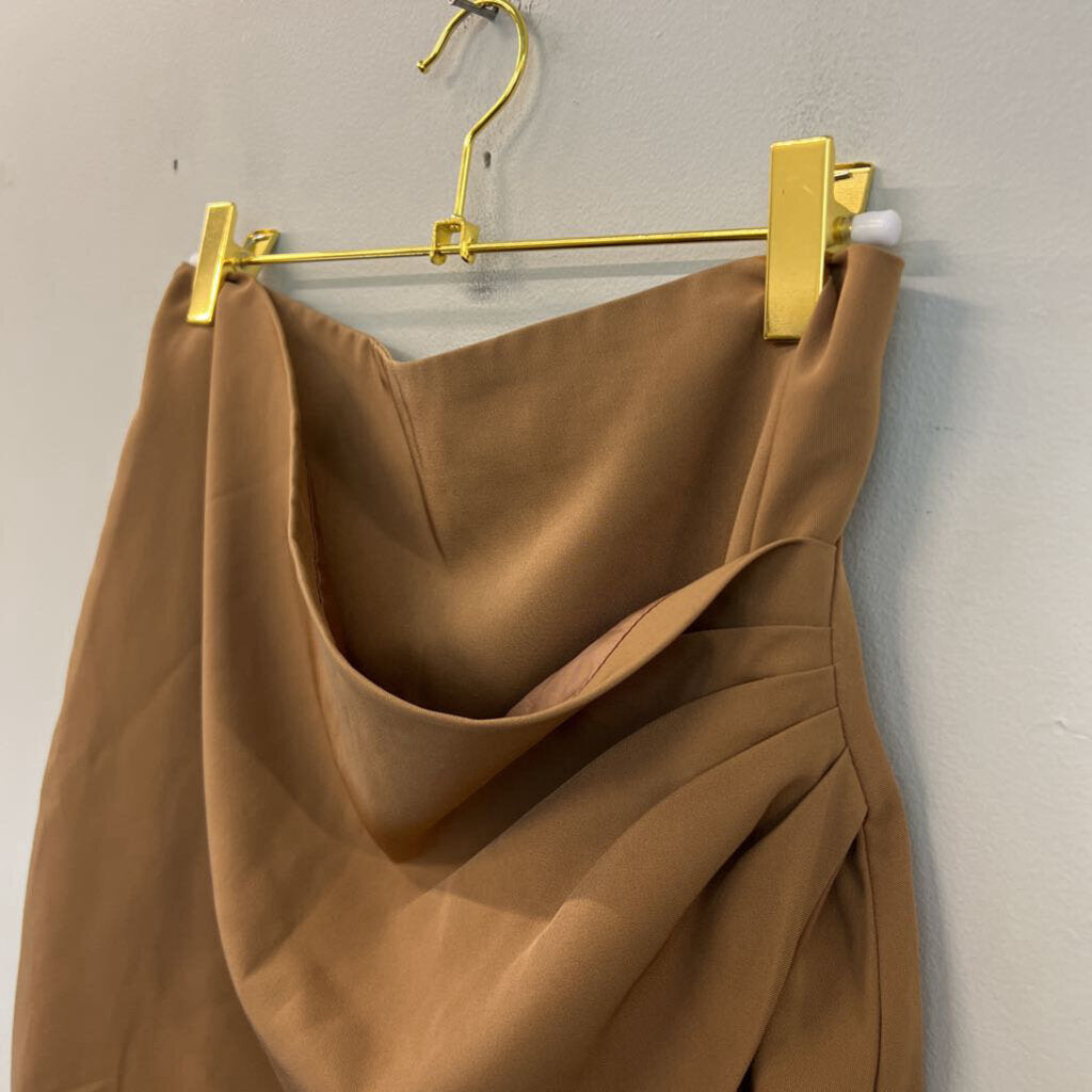 mittoshop Brown Faux Wrap Mini Skirt Small
