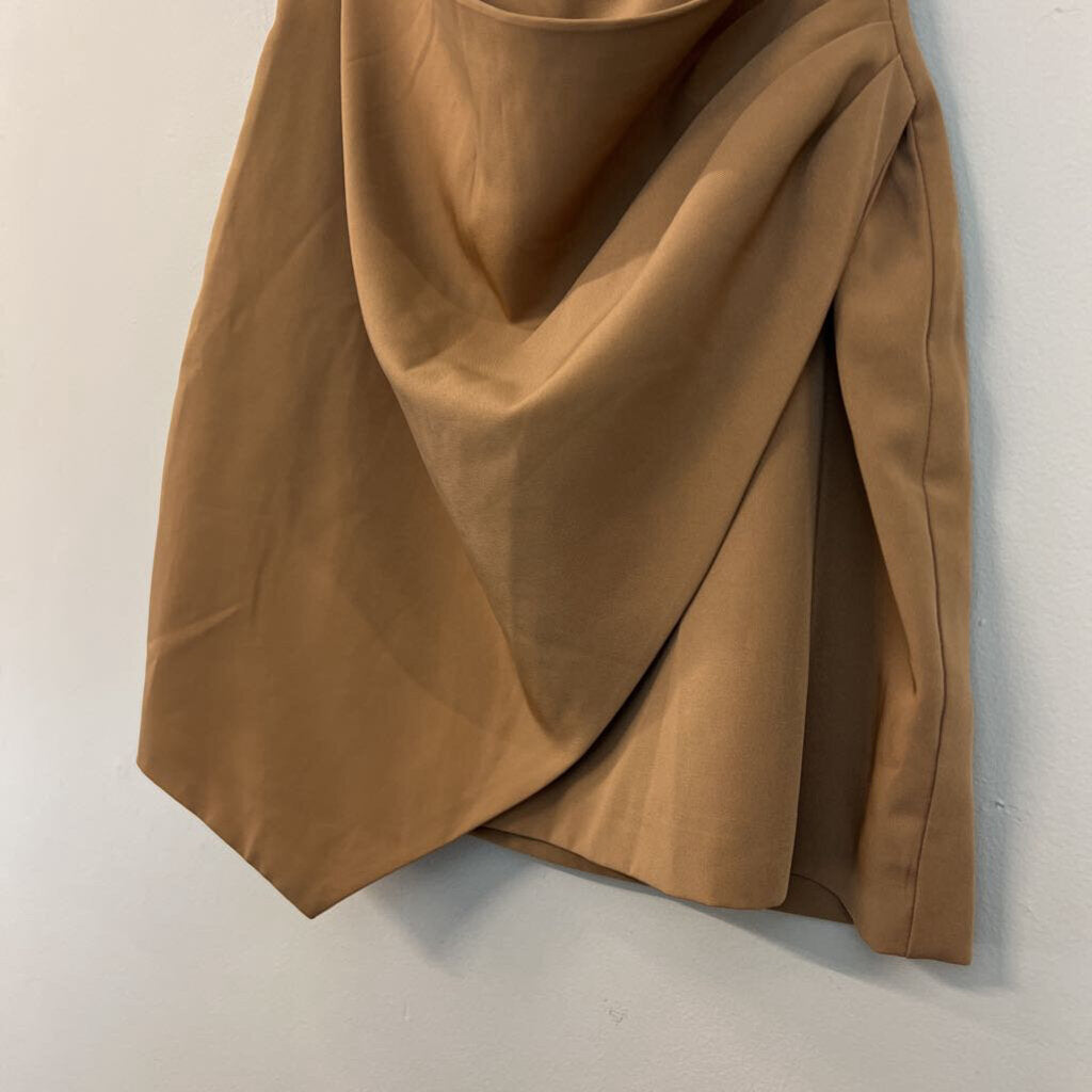 mittoshop Brown Faux Wrap Mini Skirt Small