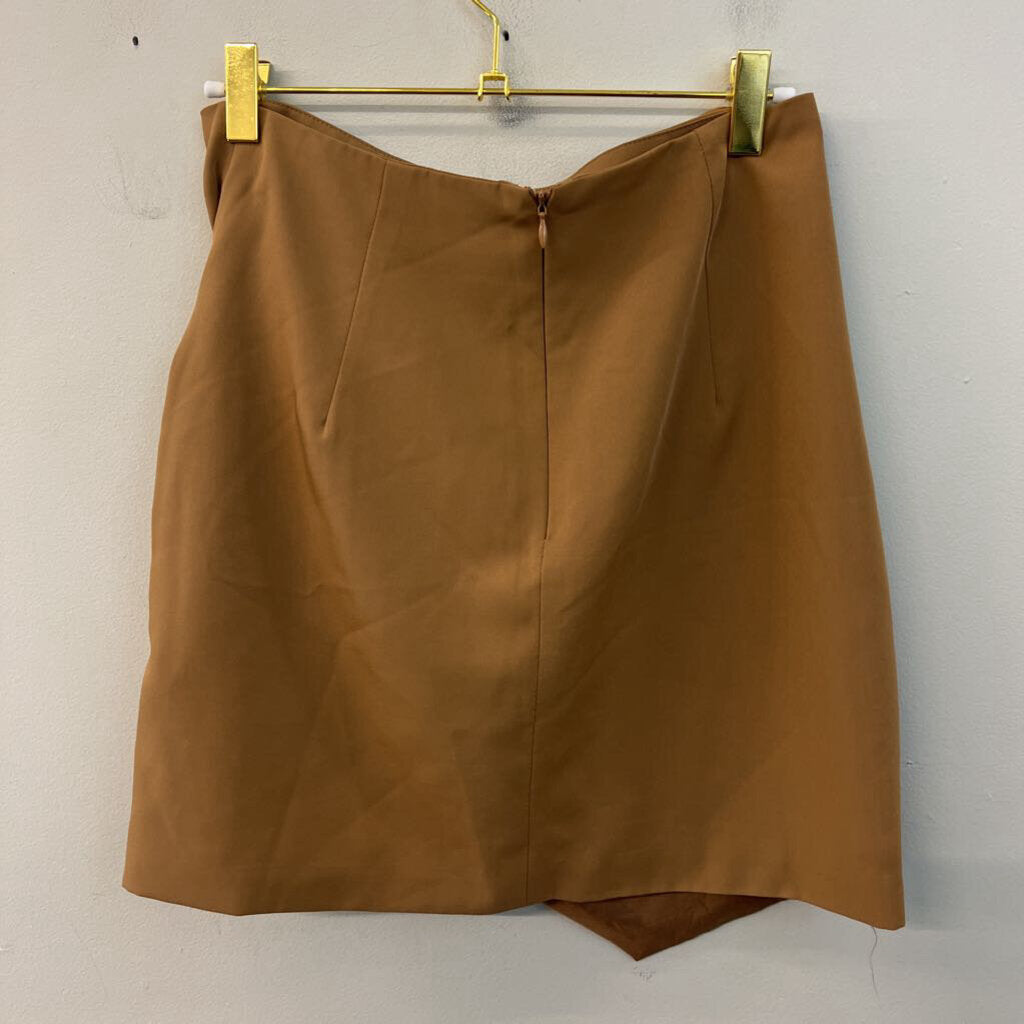 mittoshop Brown Faux Wrap Mini Skirt Small
