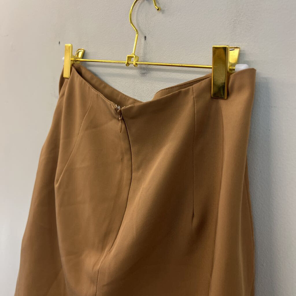mittoshop Brown Faux Wrap Mini Skirt Small