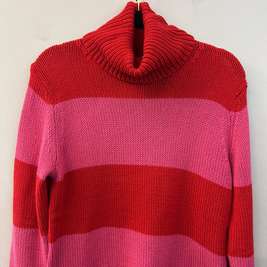 Isaac Mizrahi for Target Red/ Pink Knit Striped Turtleneck Sweater Medium