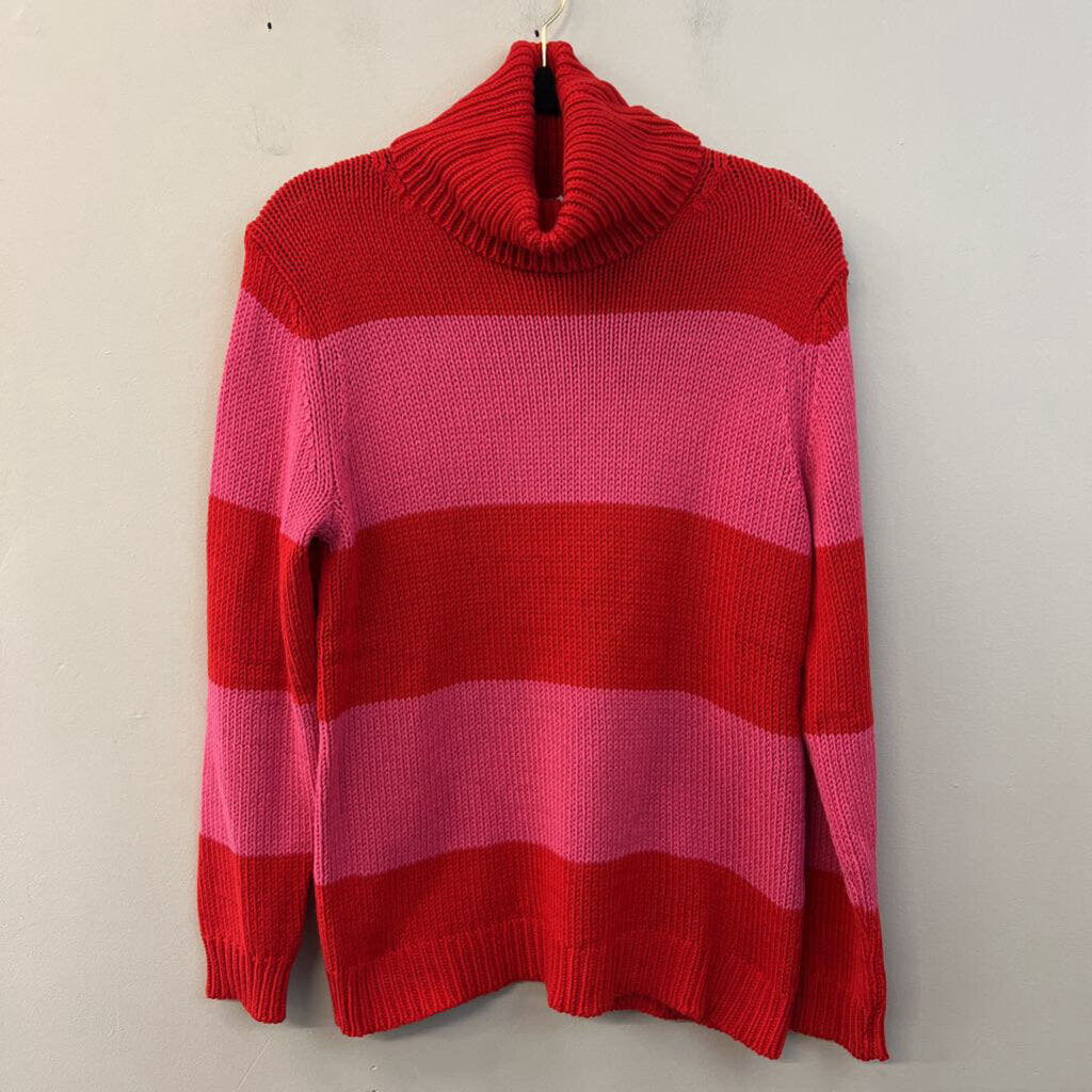 Isaac Mizrahi for Target Red/ Pink Knit Striped Turtleneck Sweater Medium