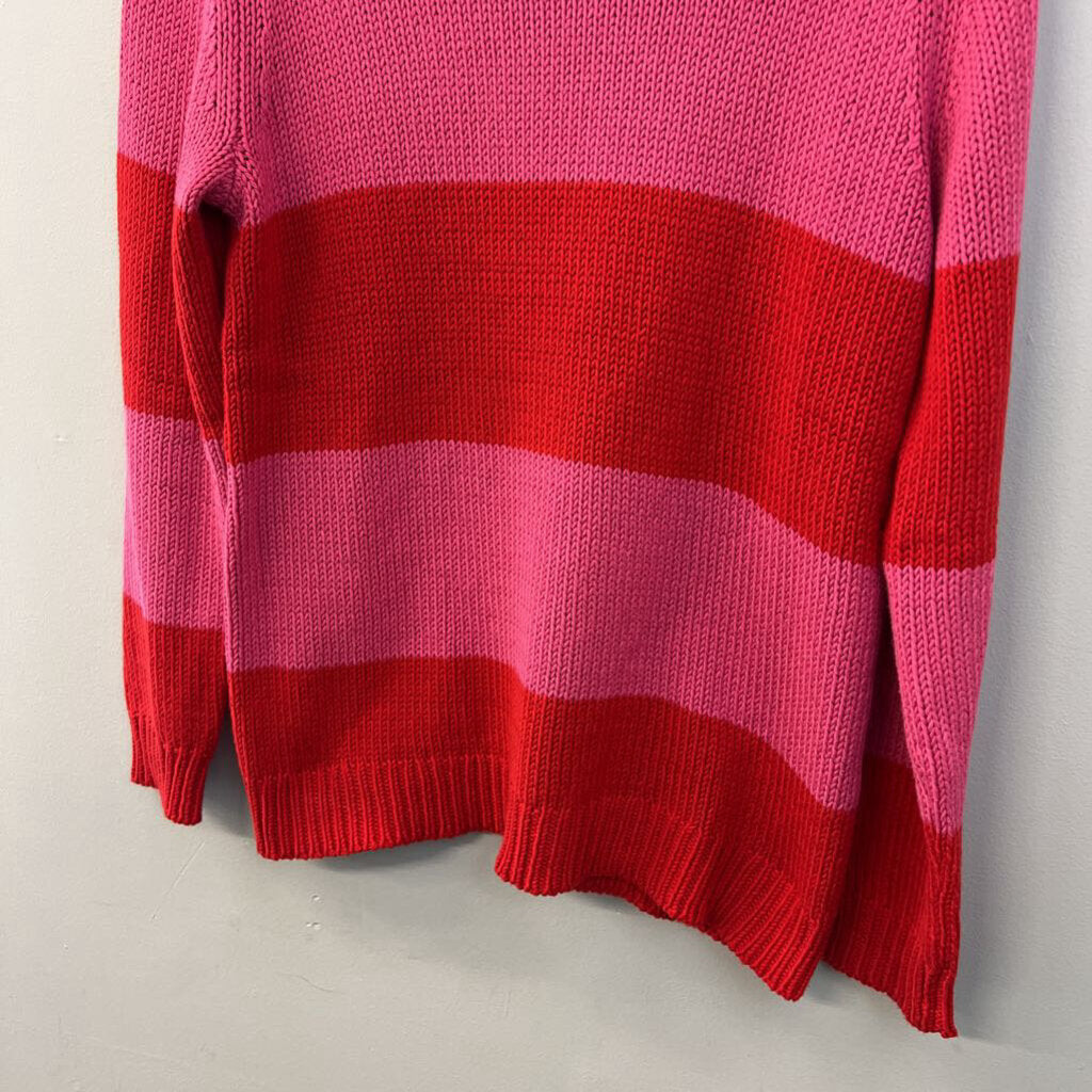 Isaac Mizrahi for Target Red/ Pink Knit Striped Turtleneck Sweater Medium