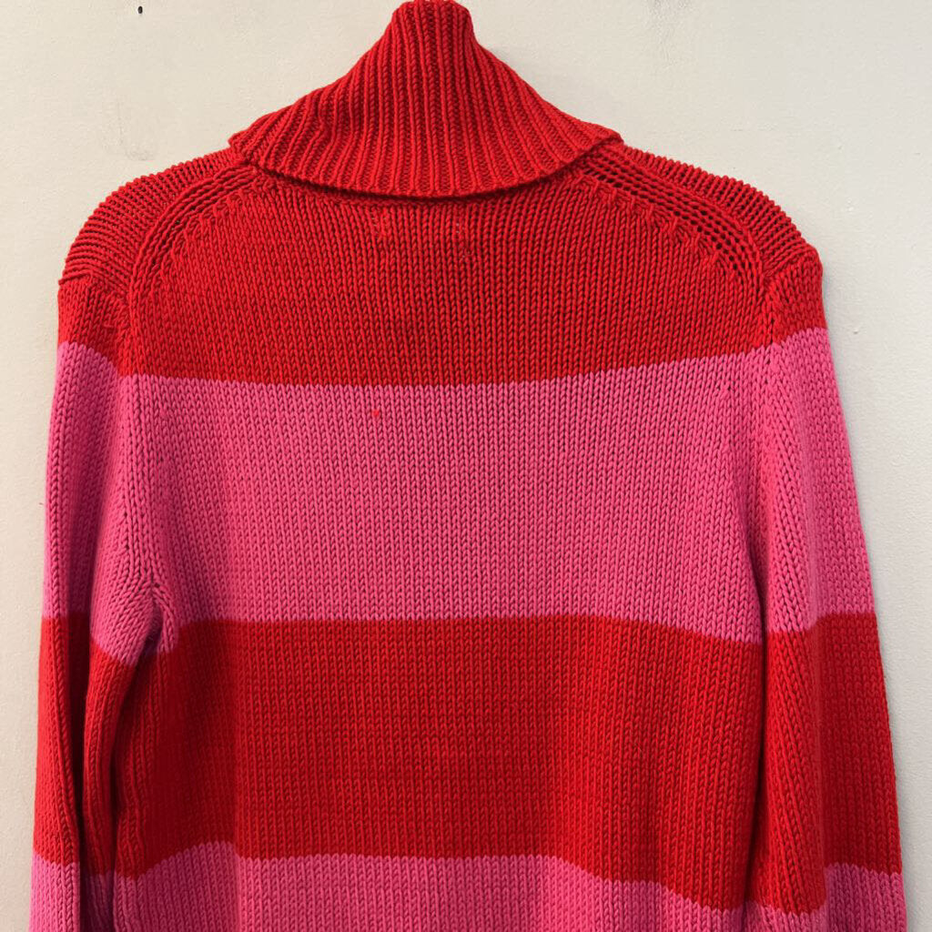 Isaac Mizrahi for Target Red/ Pink Knit Striped Turtleneck Sweater Medium