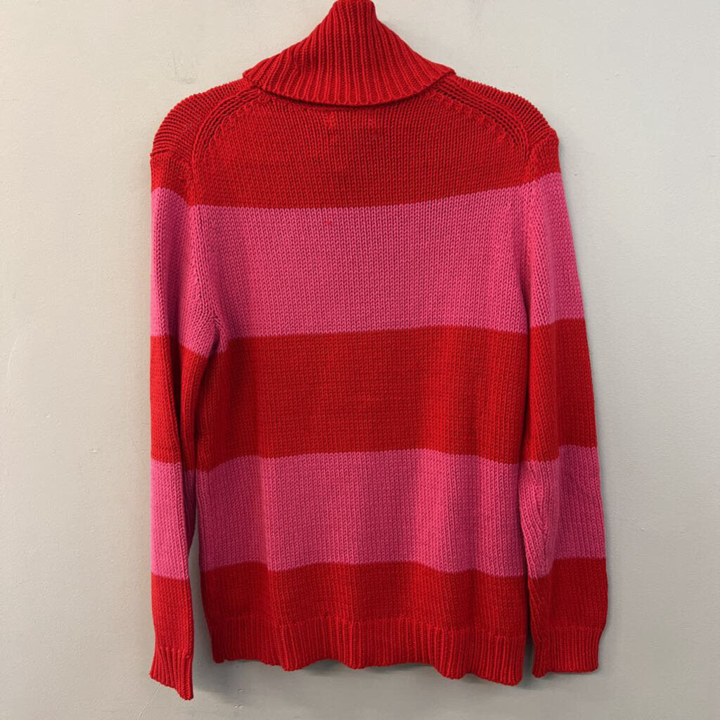 Isaac Mizrahi for Target Red/ Pink Knit Striped Turtleneck Sweater Medium
