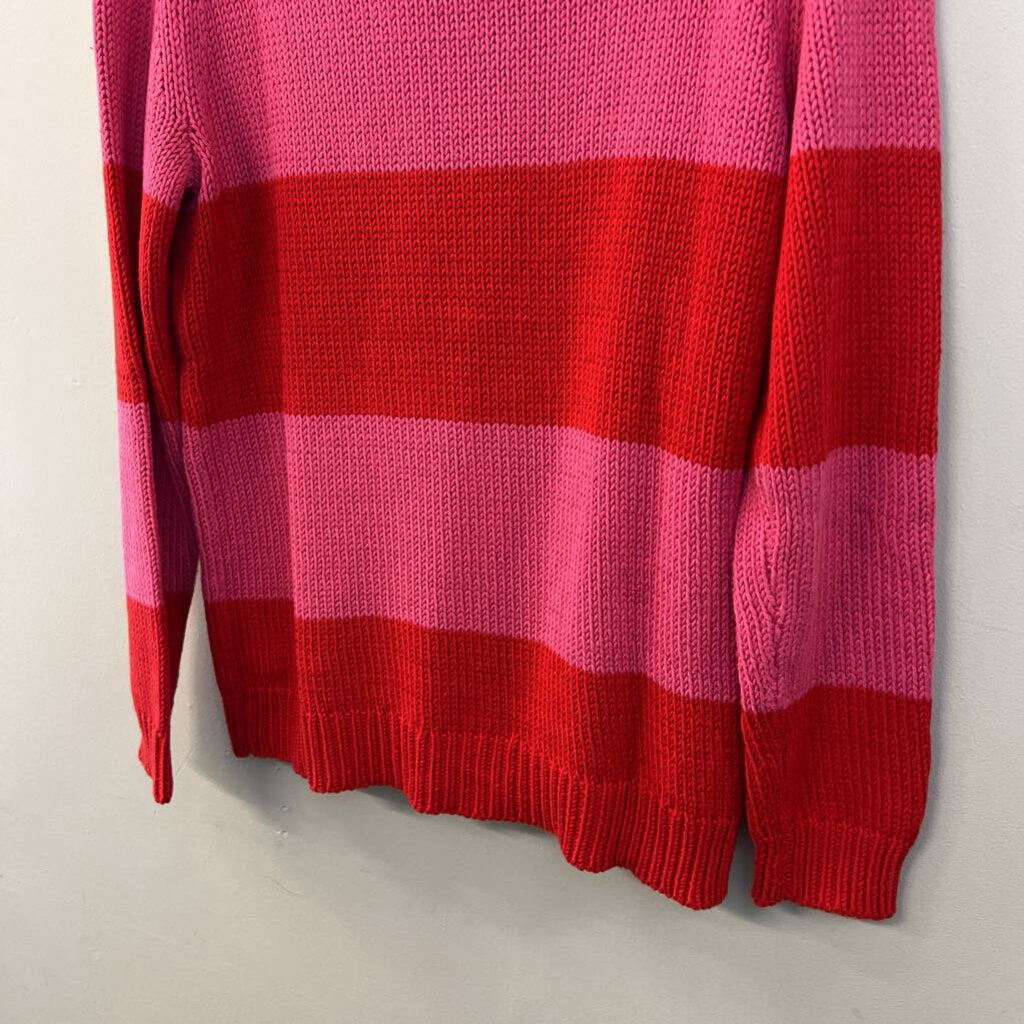 Isaac Mizrahi for Target Red/ Pink Knit Striped Turtleneck Sweater Medium