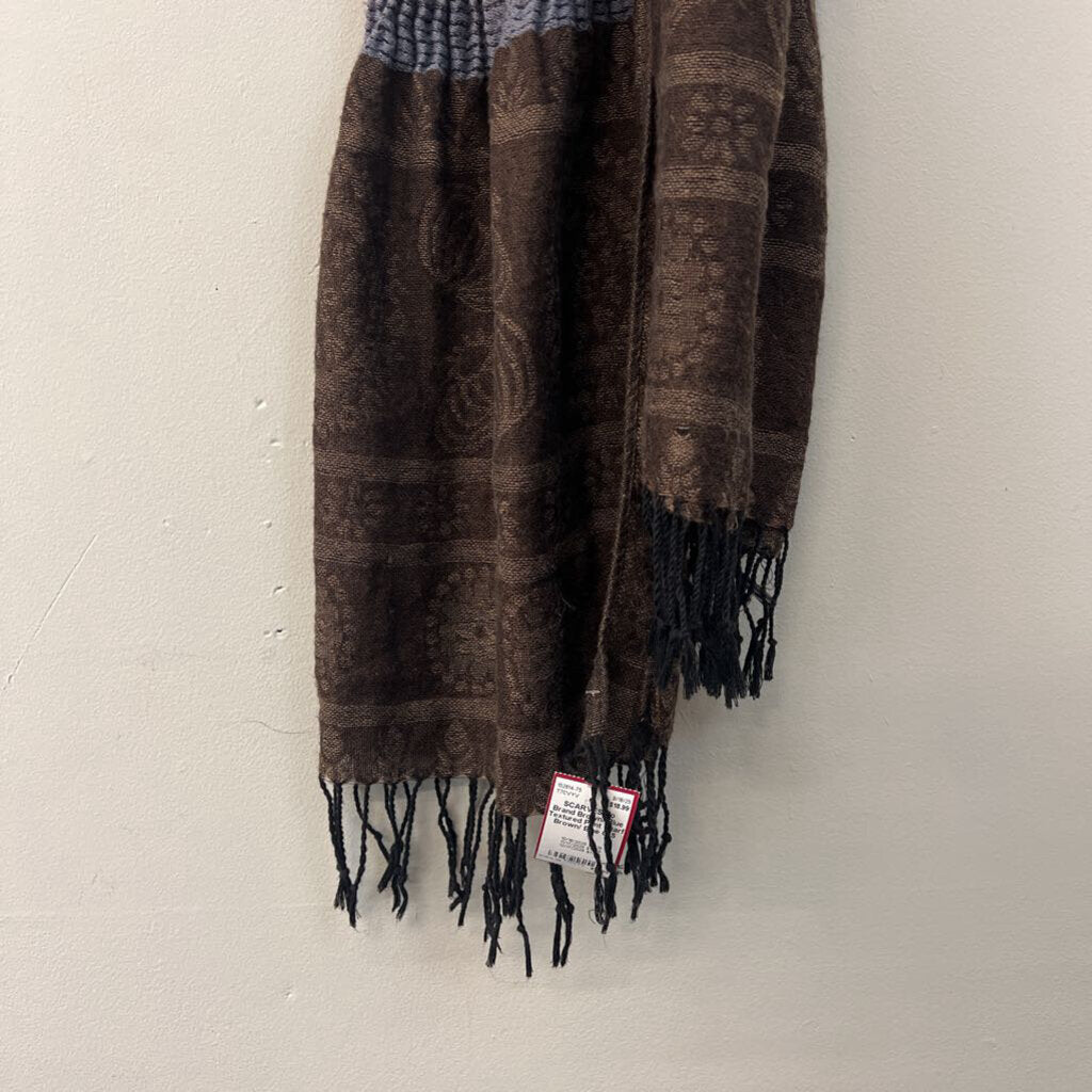 Brown/ Blue Textured Print Scarf