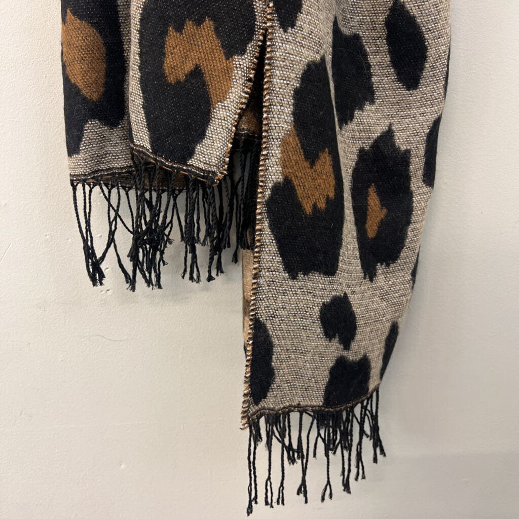 Brown/ Black Leopard Print Scarf