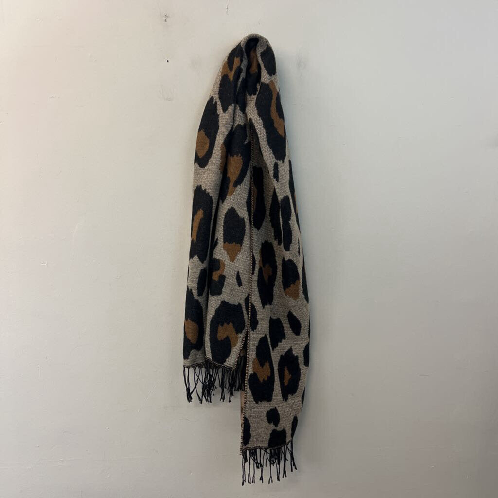 Brown/ Black Leopard Print Scarf