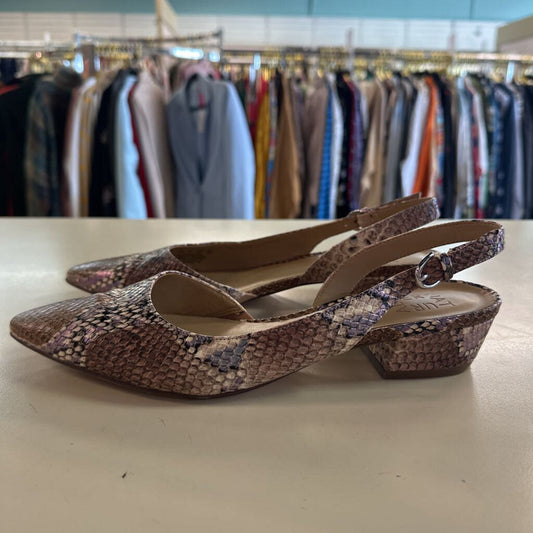 Naturalizer Brown Snakeskin Print Banks Slingback Pumps 9