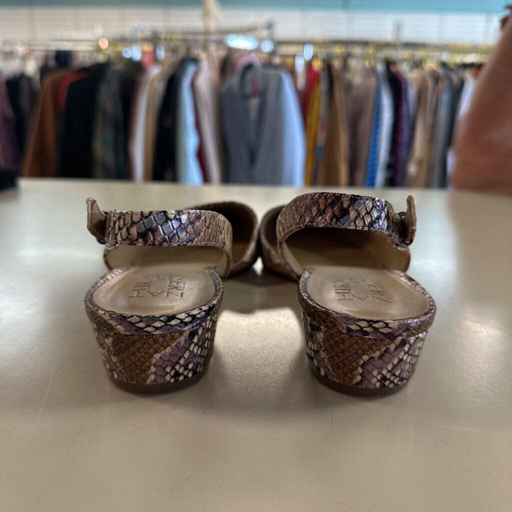 Naturalizer Brown Snakeskin Print Banks Slingback Pumps 9