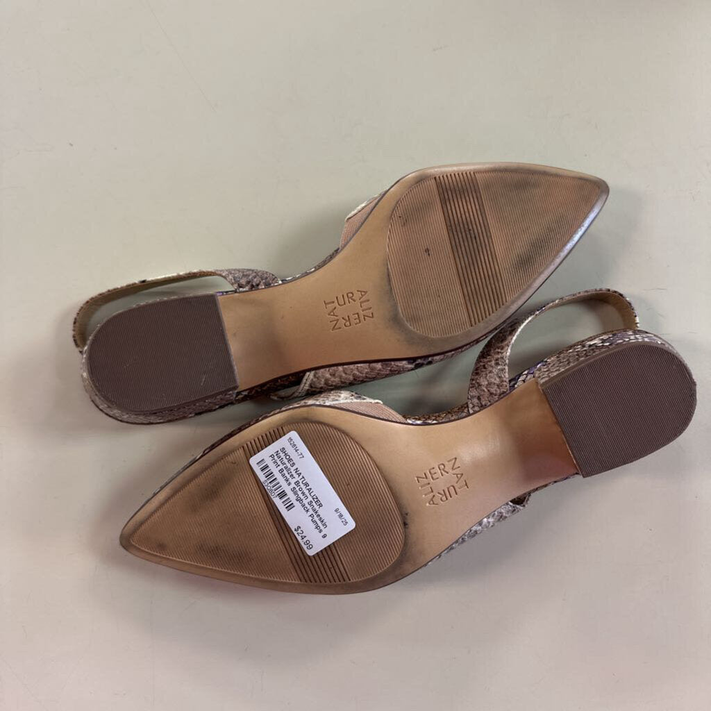 Naturalizer Brown Snakeskin Print Banks Slingback Pumps 9