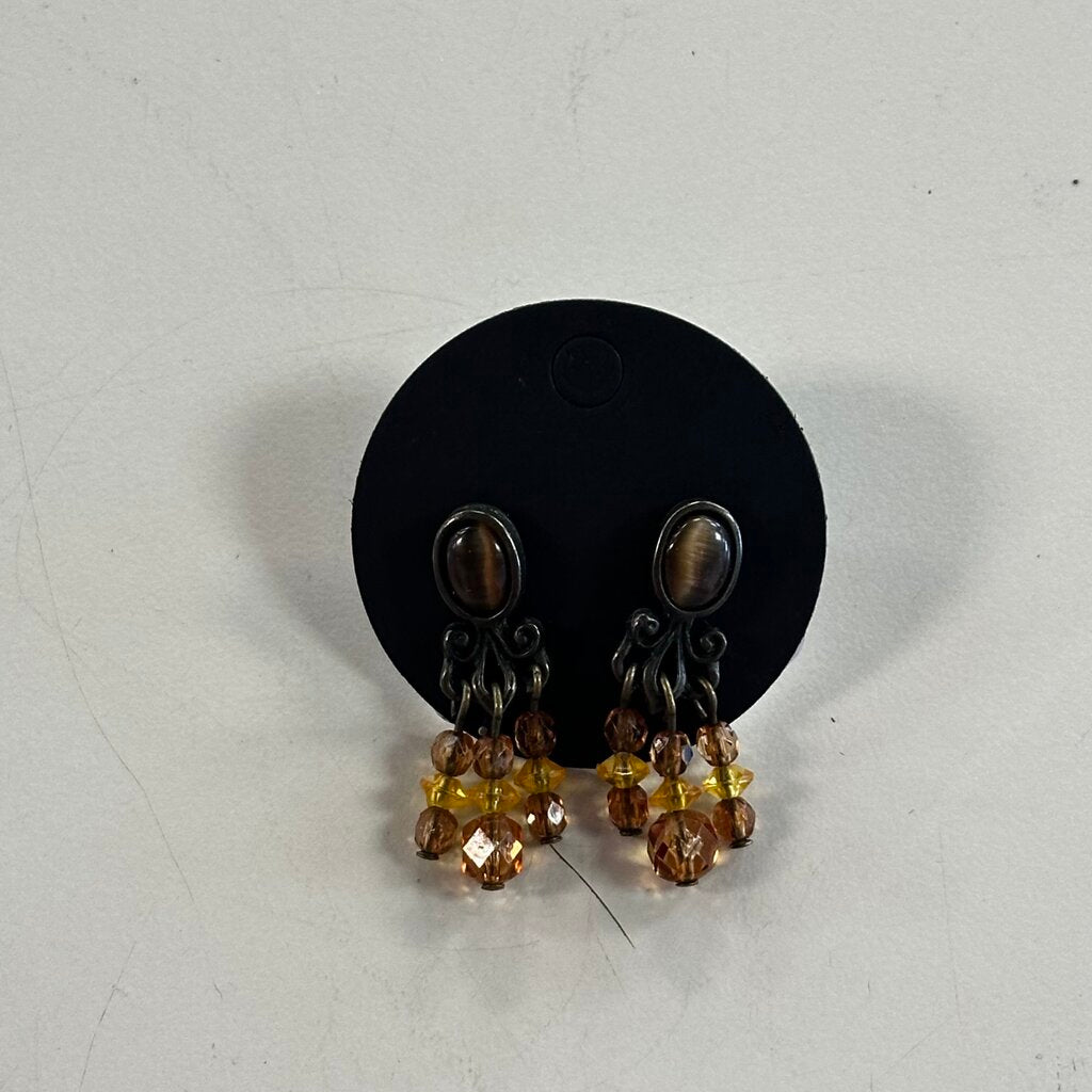 Bronze/ Brown Beaded Drop Earrings