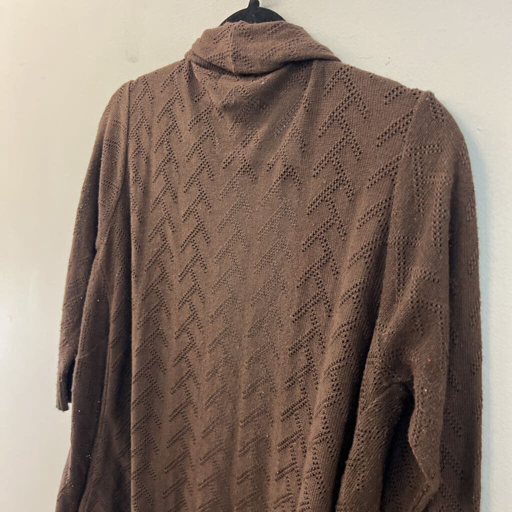 Kim Rogers Brown Knit Open Front Sweater Top Medium