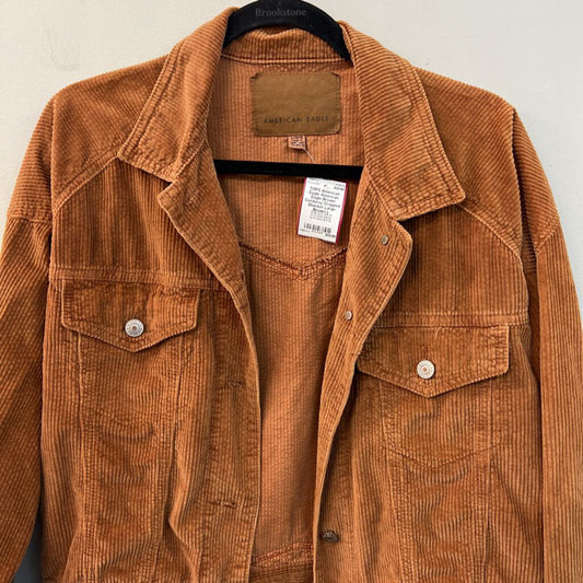 American Eagle Brown Corduroy Cropped Shacket Large