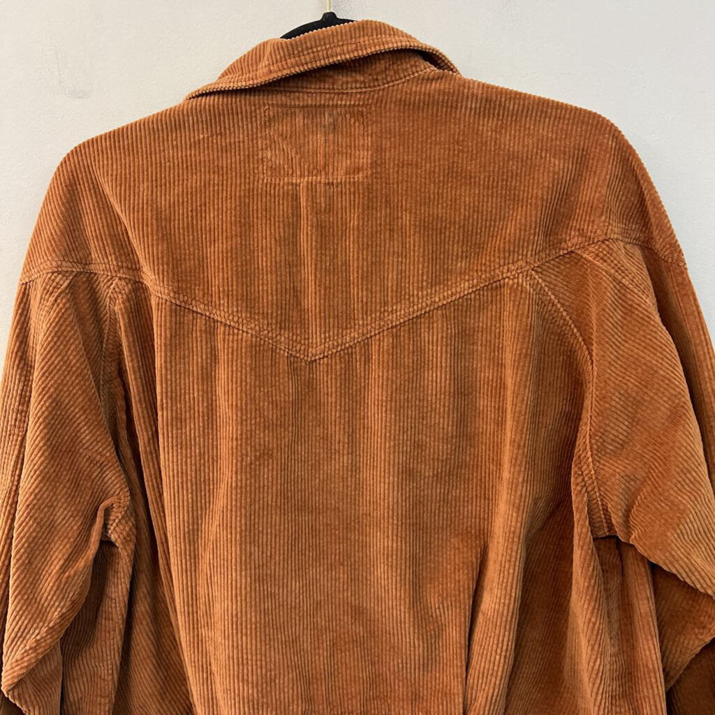 American Eagle Brown Corduroy Cropped Shacket Large
