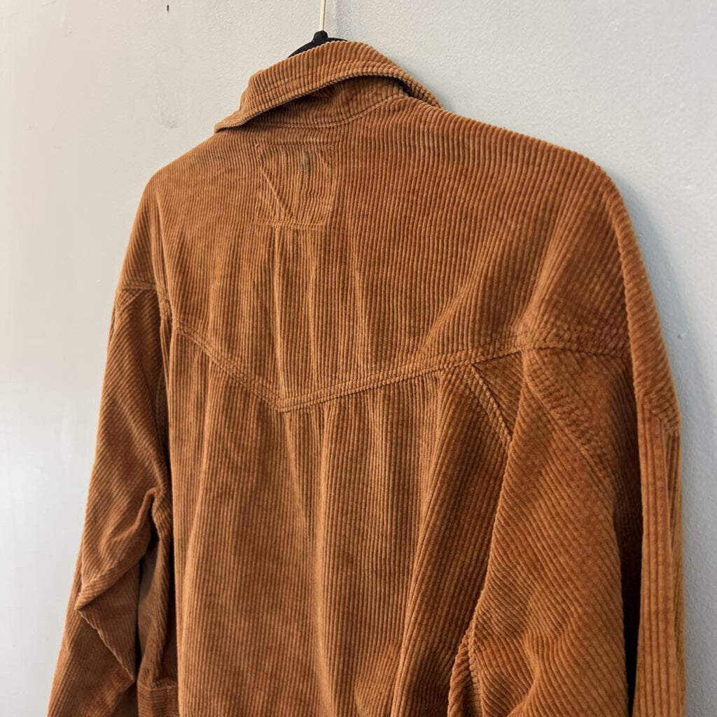 American Eagle Brown Corduroy Cropped Shacket Large