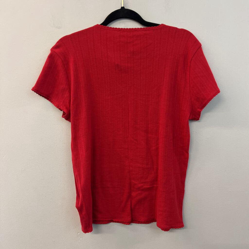 J Crew Red Short Sleeve Top Extra Large