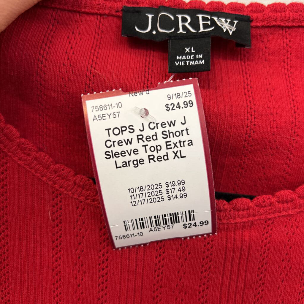 J Crew Red Short Sleeve Top Extra Large