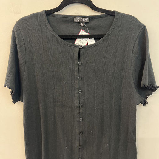 J Crew Black Short Sleeve Button Front Top Extra Large
