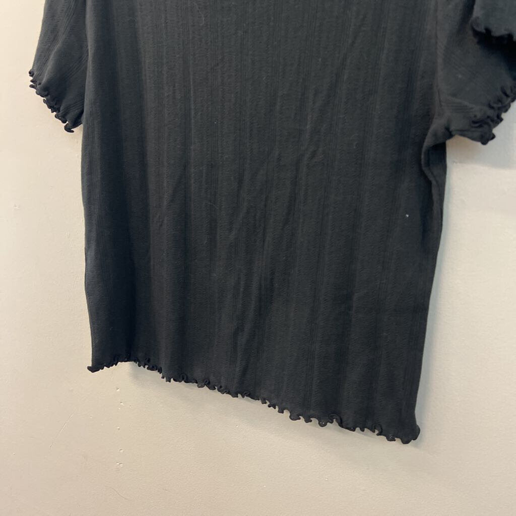 J Crew Black Short Sleeve Button Front Top Extra Large