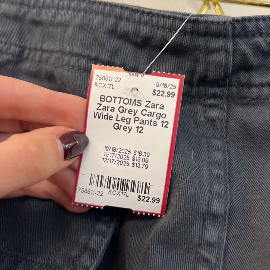 Zara Grey Cargo Wide Leg Pants 12