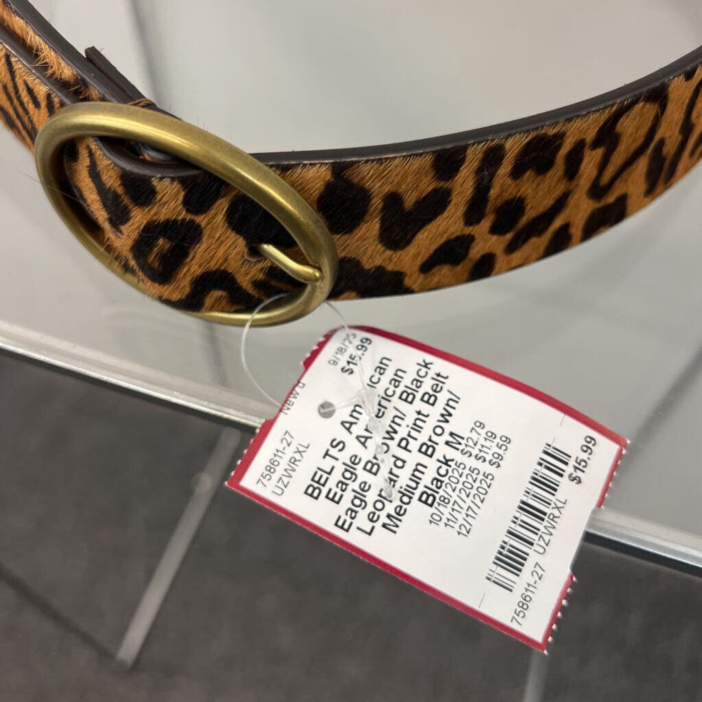 American Eagle Brown/ Black Leopard Print Belt Medium