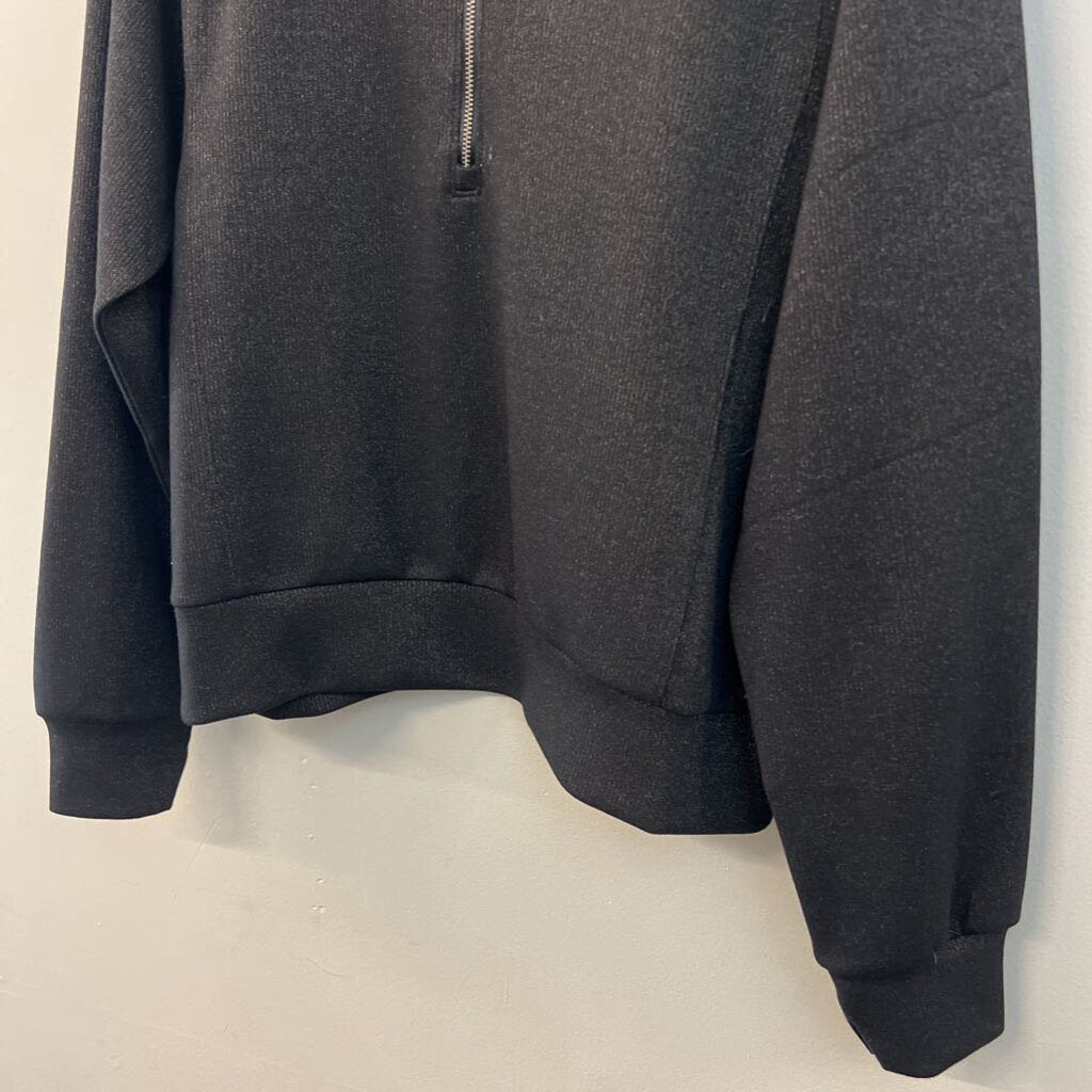 Spanx Black/ Gold Shimmer Wide Leg Pants/ Quarter Zip Pullover Lounge Set Large