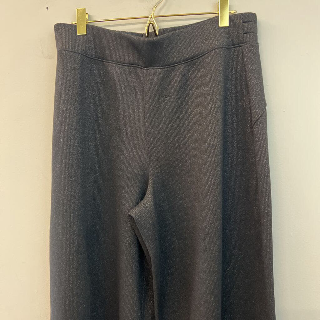 Spanx Black/ Gold Shimmer Wide Leg Pants/ Quarter Zip Pullover Lounge Set Large