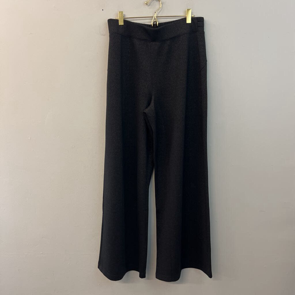 Spanx Black/ Gold Shimmer Wide Leg Pants/ Quarter Zip Pullover Lounge Set Large