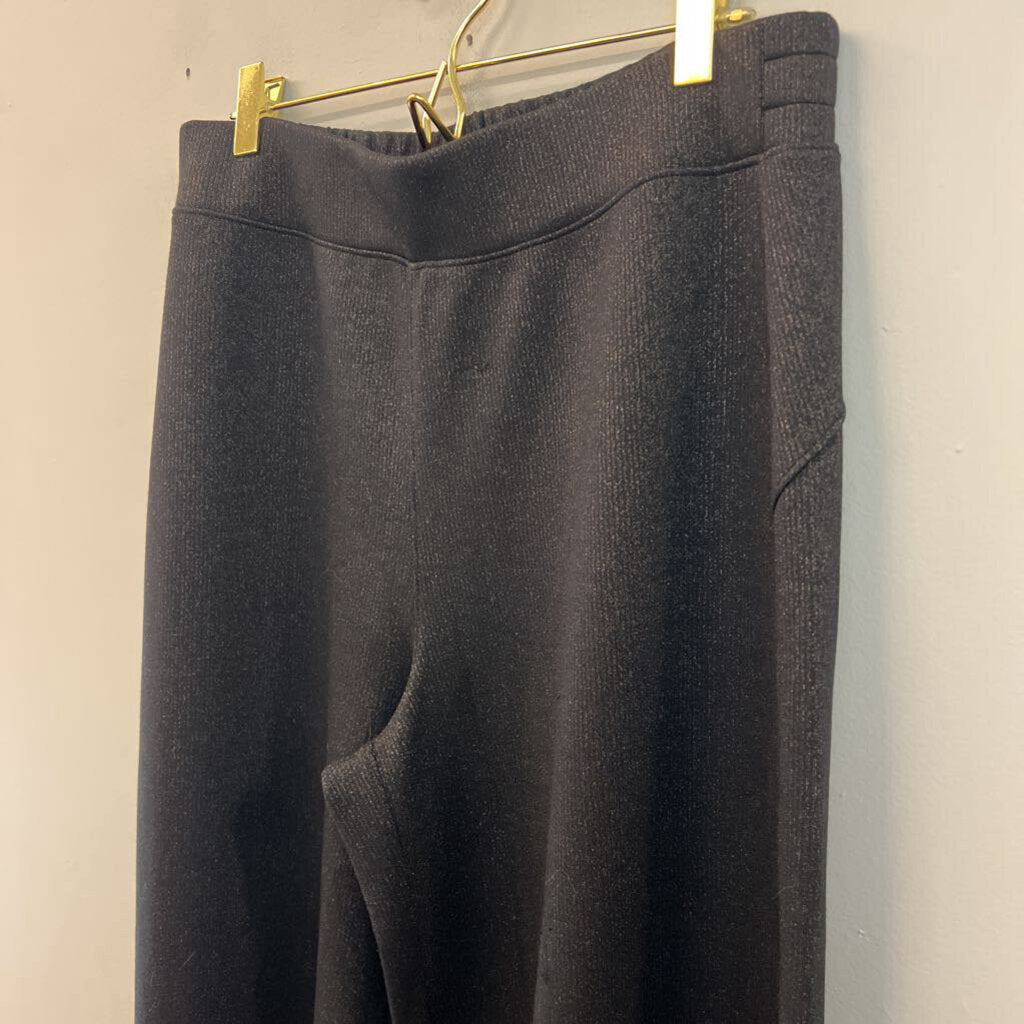 Spanx Black/ Gold Shimmer Wide Leg Pants/ Quarter Zip Pullover Lounge Set Large